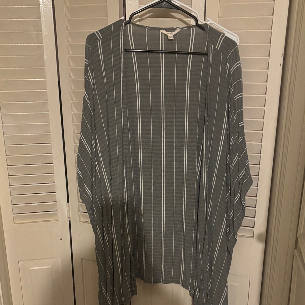 Gray Striped Kimono Cardigan